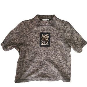 Coco Cabana Artsy Hippie Boho Grunge 90s Heathered Crop Heavy Sweater Top VTG L